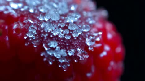 frozen raspberry close-up