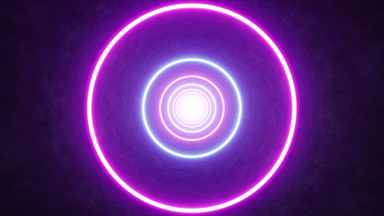 luz de círculo de neón brillante en el bucle de la cueva vj