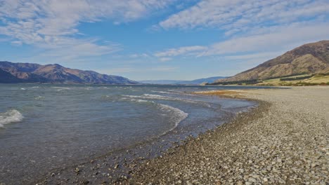 lake hawea in otago region, south island, new zealand - wide shot