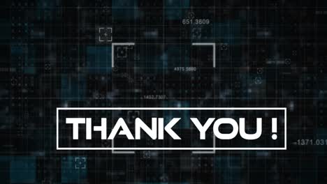 Animation-of-thank-you-over-data-processing-on-black-background