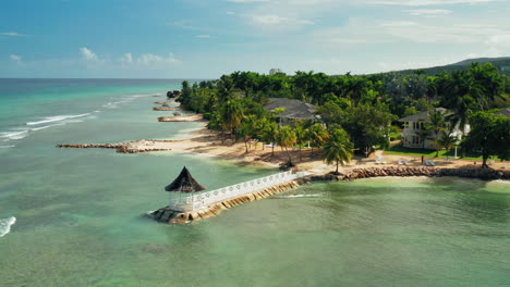 Aerial-drone-view-of-tropical-beach-in-Montego-Bay-in-Jamaica