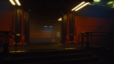 corredor de ciencia ficción en un interior oscuro