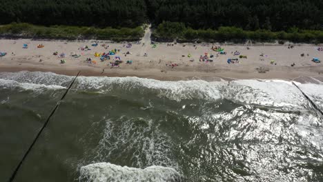 Baltic-Sea-coast-beach-Hel-aerial-drone-top-view-4K-UHD-video