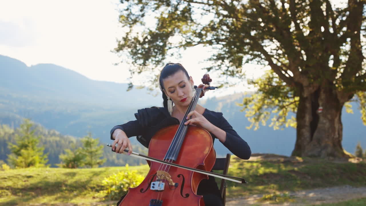 Cellist Performing Outdoors
