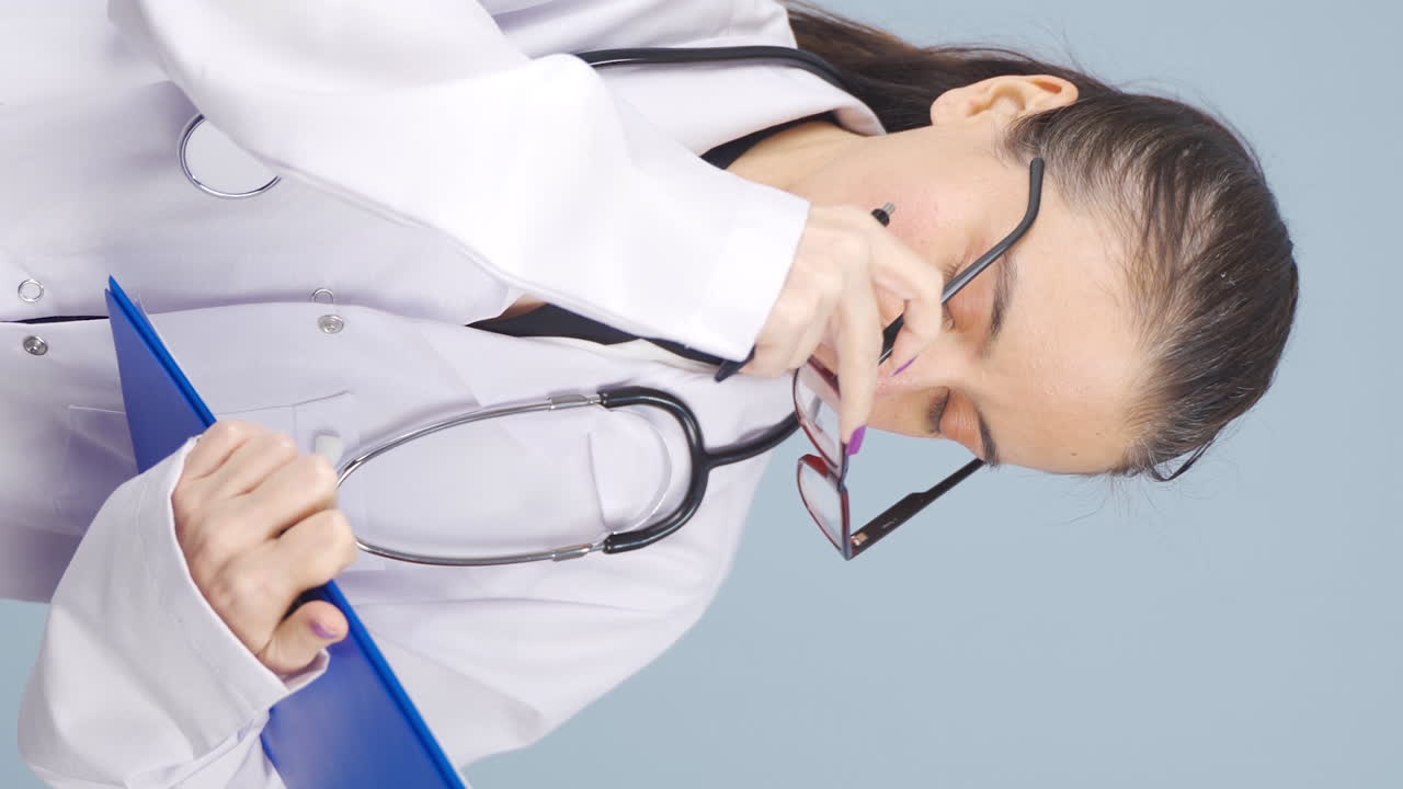 질병에 대한 의사의 부정적인 진술의 수직 비디오.