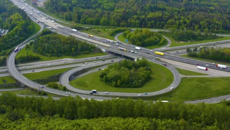 aerial view of autobahn beside stuttgart