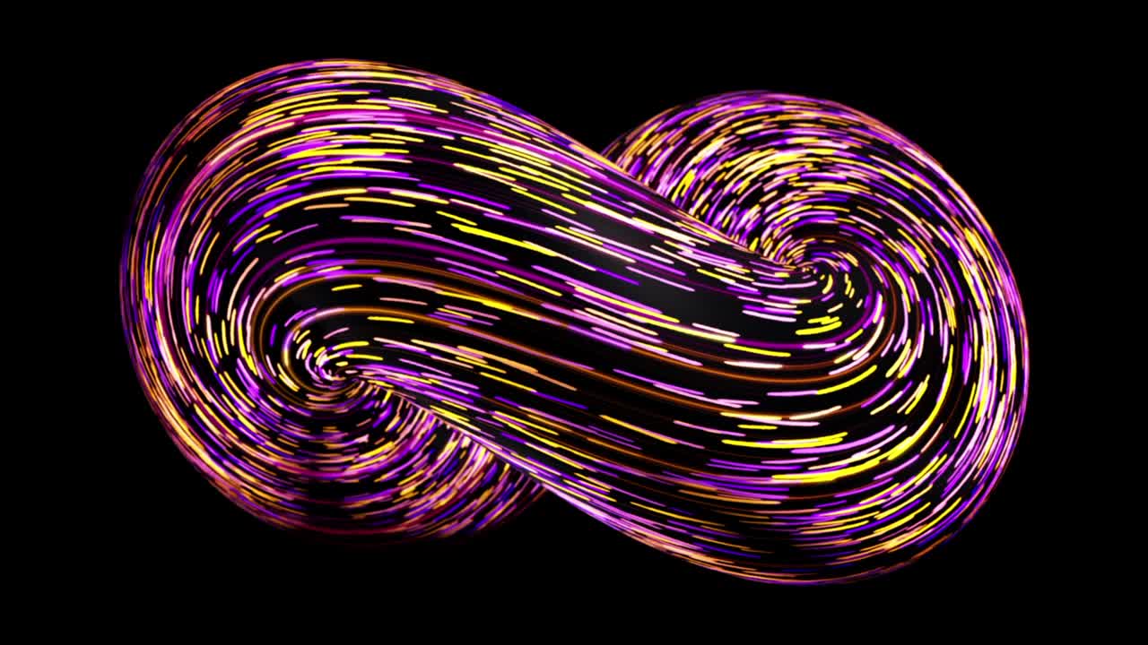 animación abstracta de remolinos de neón 3d multicolores que se iluminan y giran en bucle continuo. animación. líneas de brillo giratorias en espiral abstracta, fondo generado por computadora