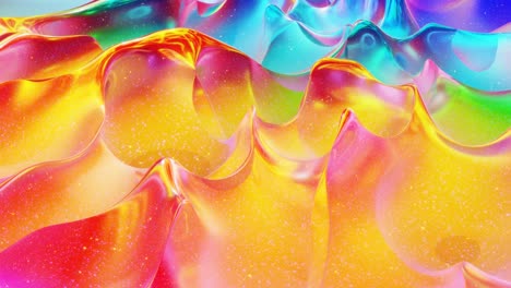 looped abstract background. beautiful iridescent wavy surface of liquid with pattern, gradient color and flow waves on it. rainbow glossy and matt fluid. creative bright bg with soft smooth animation.