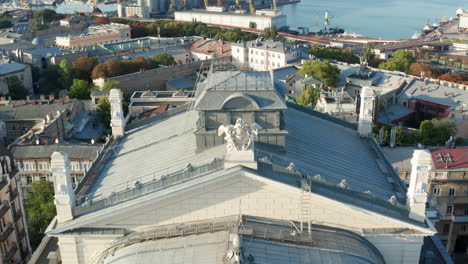 odessa - famous ballet - opera theatre in ukraine - aerial reveal, backwards motion