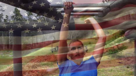 soldado del ejército en barras de mono
