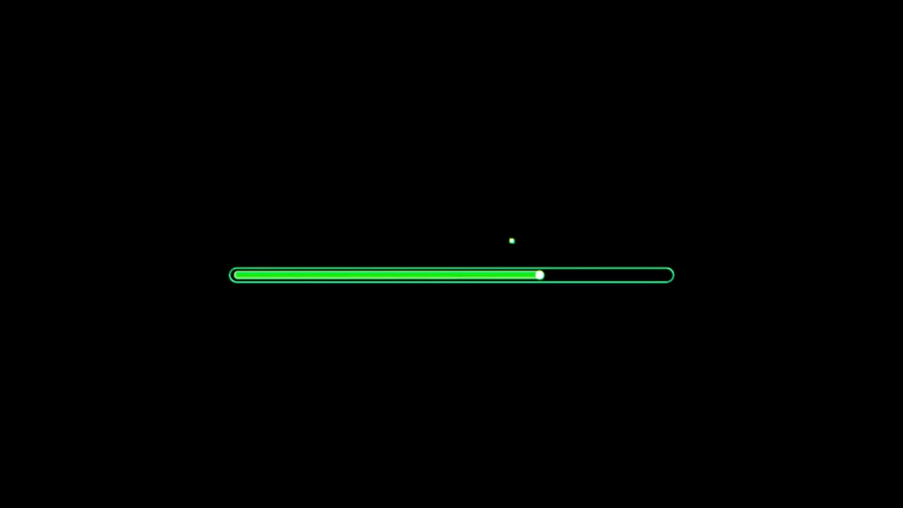 Animation colorful loading bar on black background.