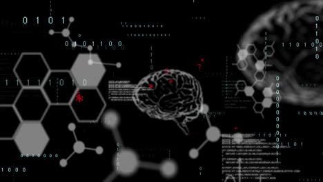 animación del procesamiento de datos sobre un fondo negro
