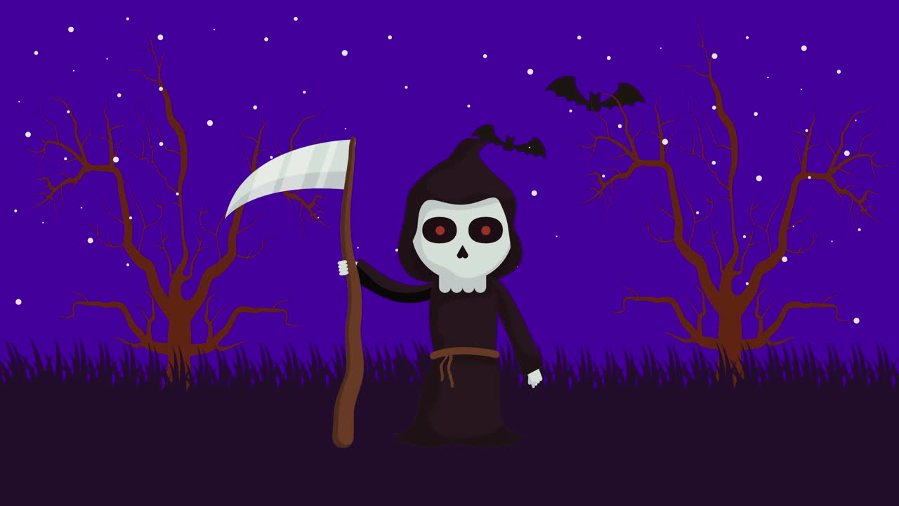 죽음의 캐릭터와 함께 할로윈 어두운 장면