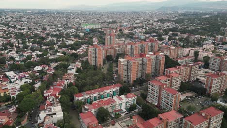 Coyoacan,-urban-living-experiences-in-South-Mexico-City,-aerial-view