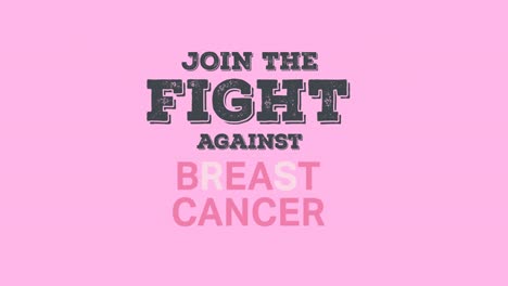 animation of breast cancer text appearing on pink background