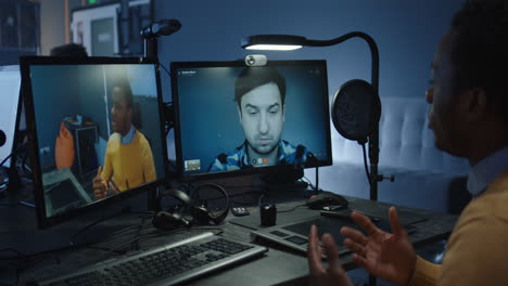 video call meeting in a design studio
