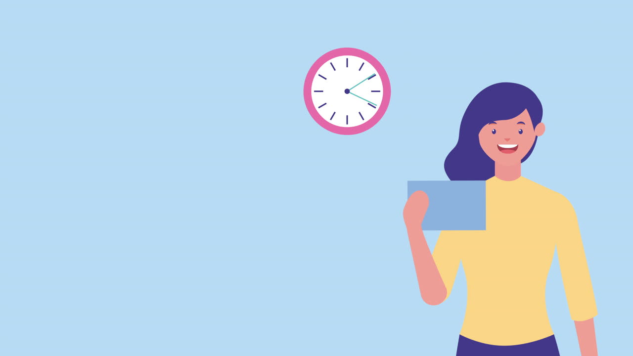 businesswoman with time clock avatar character