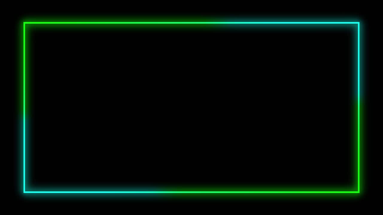 Cadre rectangulaire néon lumineux aux couleurs verte et bleue