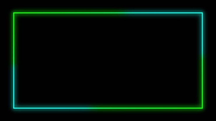 Glowing Neon Rectangle Frame with Green and Blue Colors