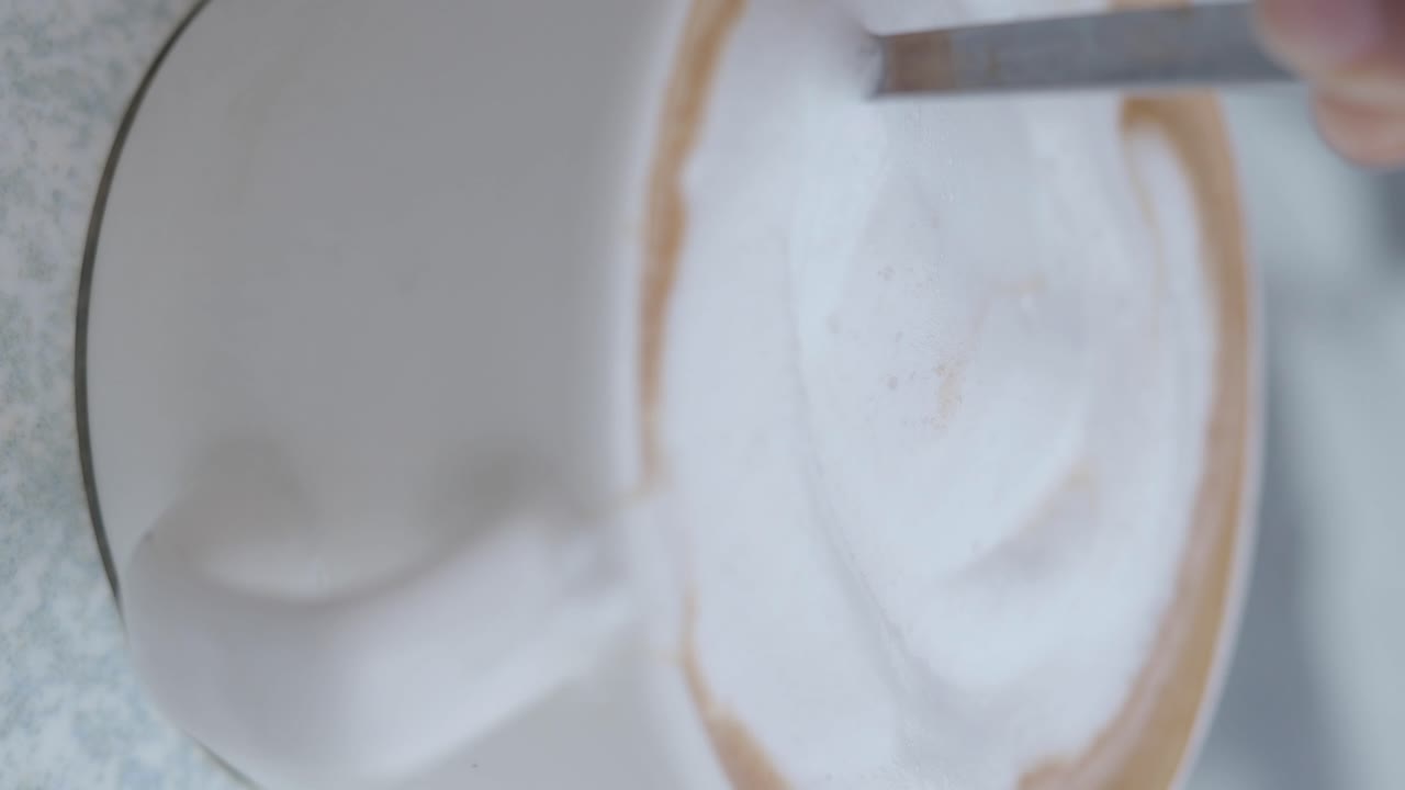 Close-up of cappuccino foam