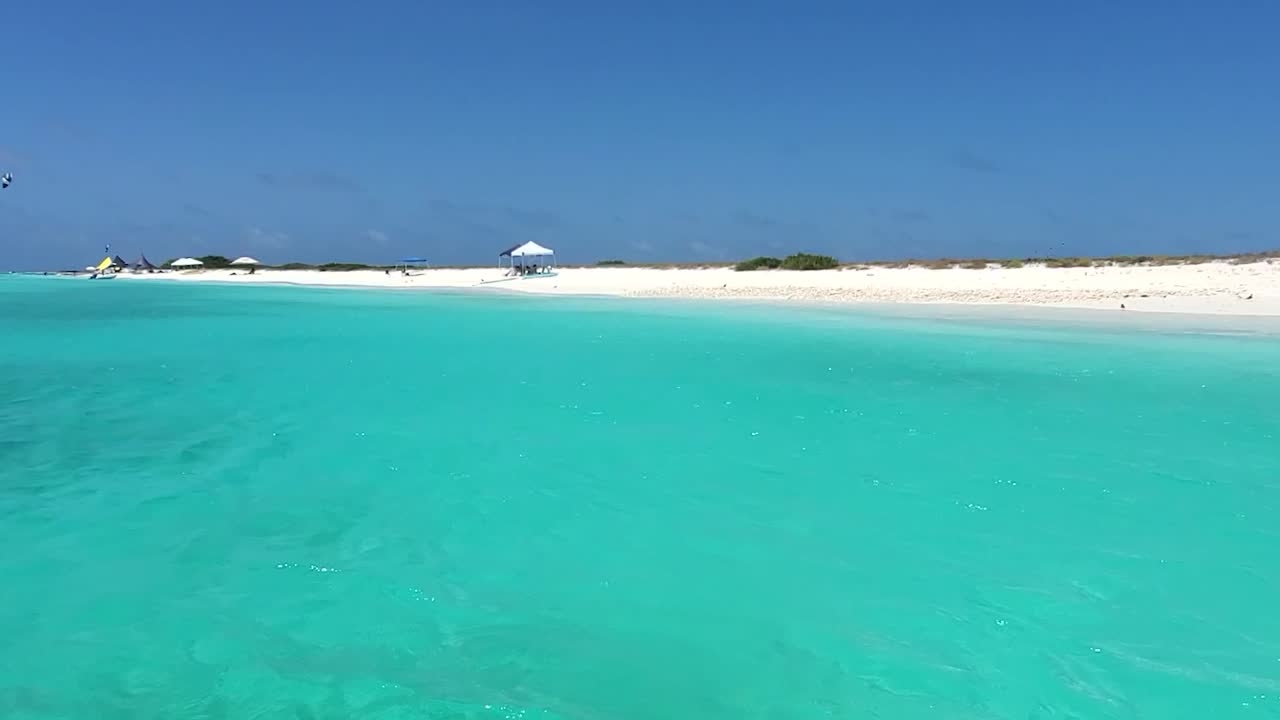 CARIBBEAN blue sea water texture and white SAND, LOS ROQUES TROPICAL sandbank