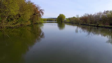 aerial view. flying over the beautiful river. aerial camera shot 03