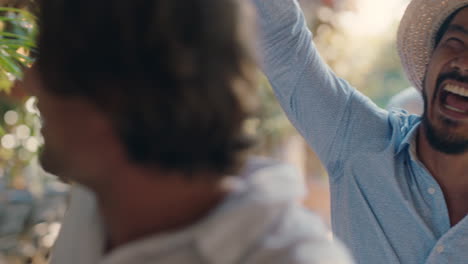 two-funny-men-dancing-together-at-summer-dance-party-guy-friends-laughing-enjoying-summertime-social-gathering-having-fun-celebrating-on-sunny-day-4k-footage