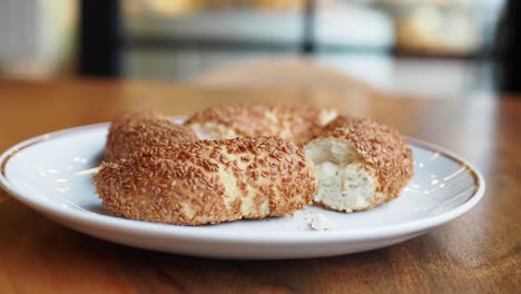 delicious sesame bread (simit) on a plate