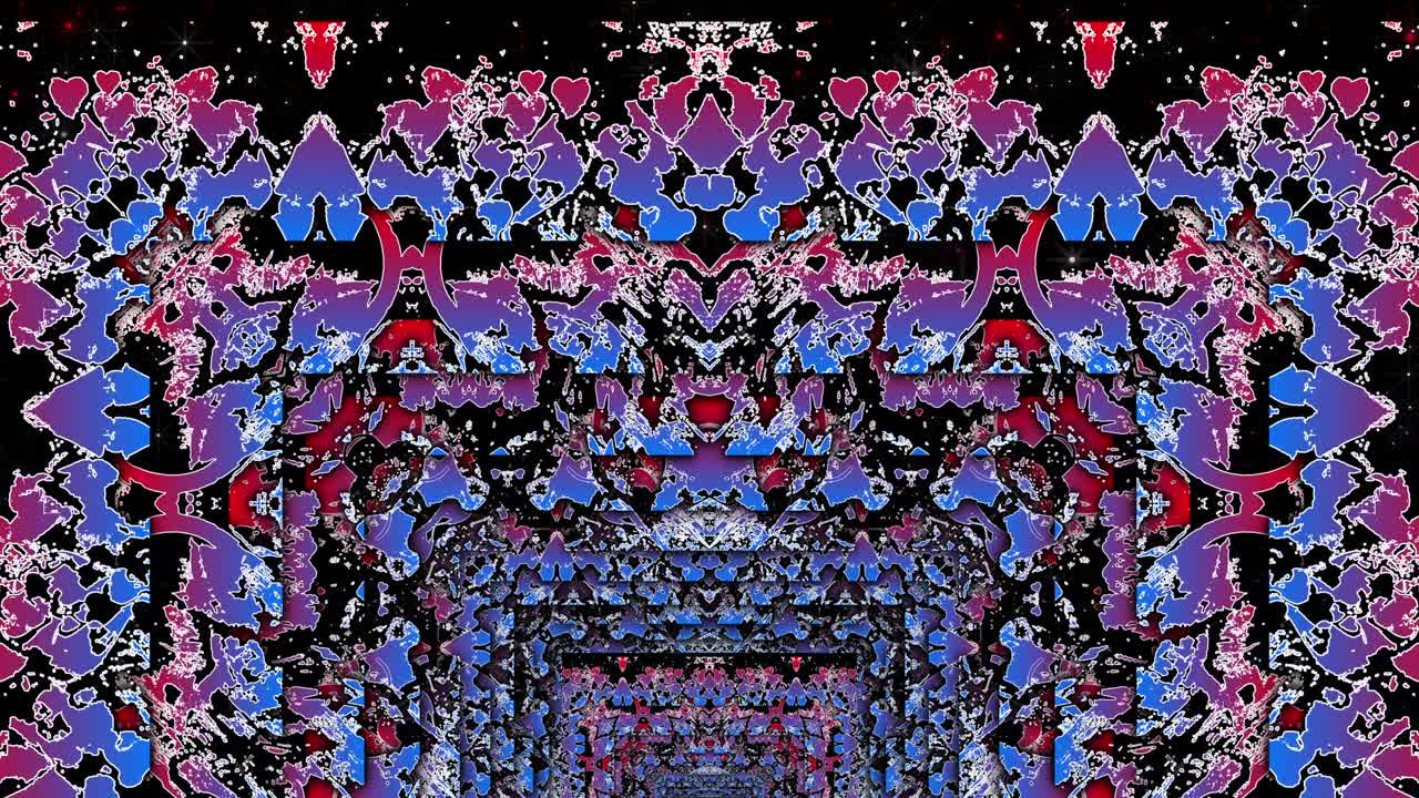 Romantic artistic background. Surreal picture. Movement through the tunnel from the arches. Animated 4K graphics.