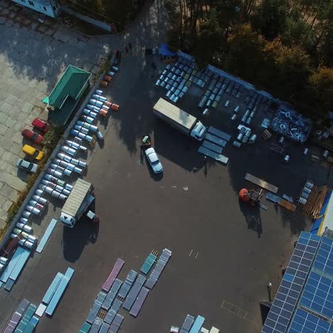 aerial view of warehouse storages