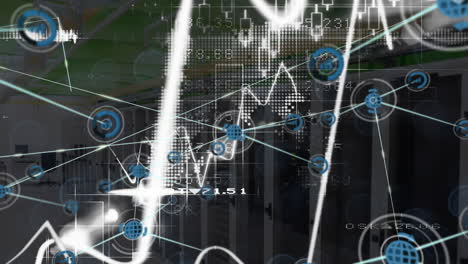 animación de la red de conexiones y procesamiento de datos a través de servidores informáticos