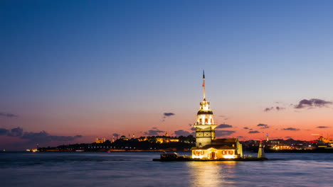 maiden's tower at sunset in istanbul