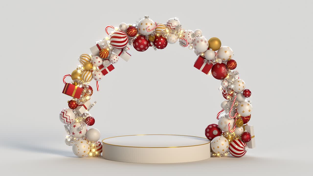 크리스마스 포디움 무대 모 시엄리스 루프 3d 렌더링 애니메이션