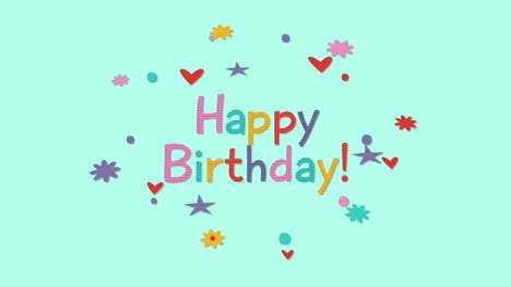 animated closeup happy birthday text on holiday background 21