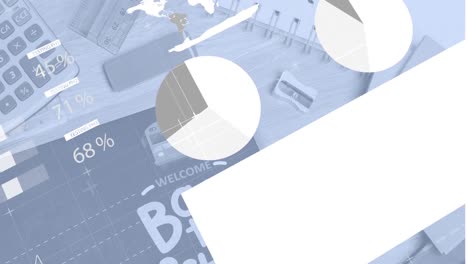 animation of data processing over welcome back to school text and school equipment