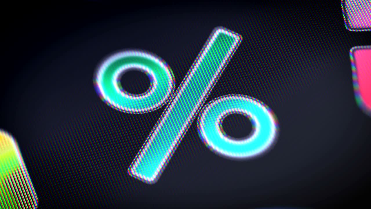 icono de porcentaje en la pantalla. bucle.