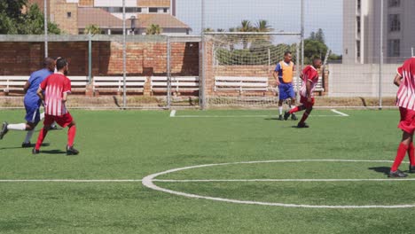 Soccer-players-having-match-on-field