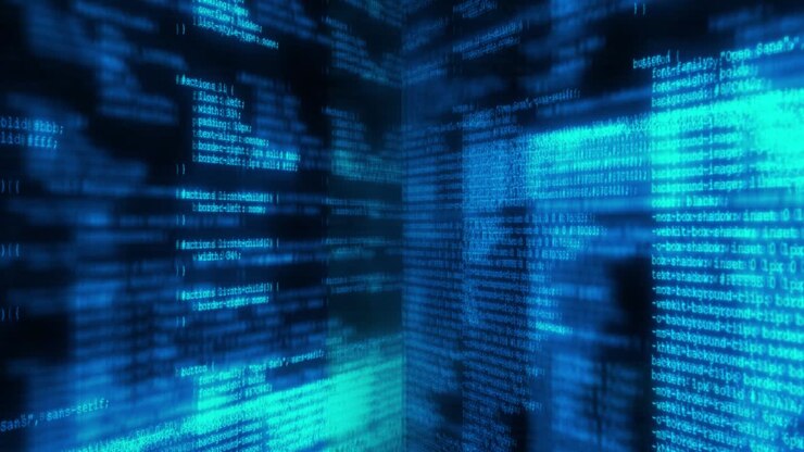 4k Programming code running over computer screen terminal, hacking loop Animation.