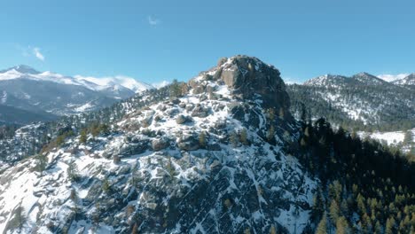 Drone-shot-of-snowy-mountains-and-hills