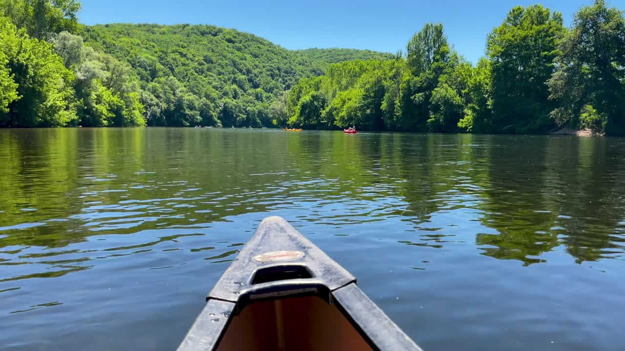 canoe on river in Dordogne
