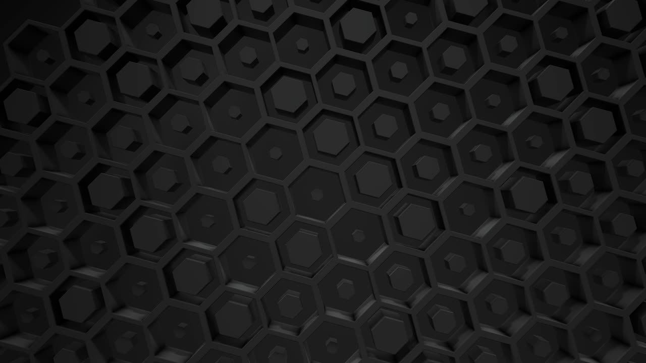 черный бизнес фон. коробки абстрактный шестиугольный фон случайное движение, 3d цикличная анимация 4k.