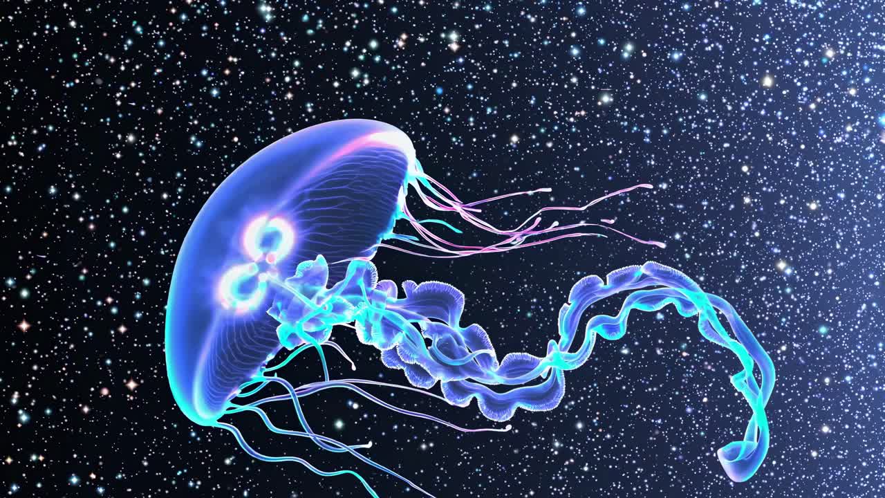 Glowing Jellyfish in Space