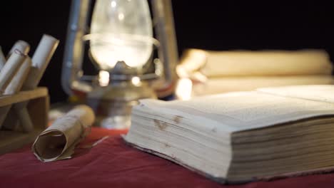 medieval war sword and map. on candlelight.