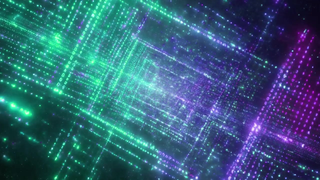 Abstract Digital Tunnel of Glowing Binary Code