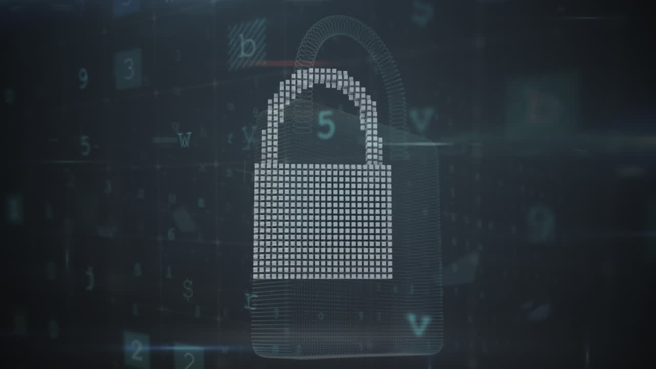 animazione di avvertimento di attacco informatico su simboli di sicurezza online