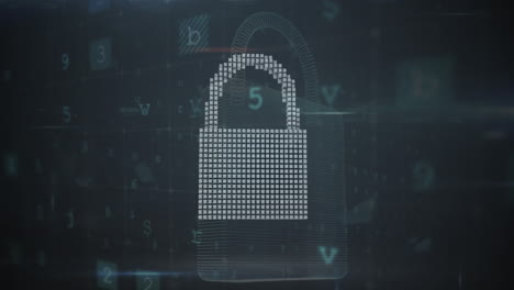 animación de advertencia de ataque cibernético sobre símbolos de seguridad en línea