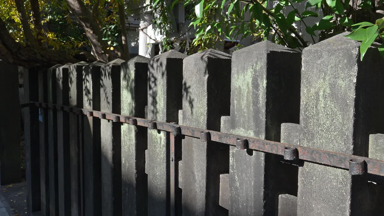 A close-up captures the rough and detailed texture of a stone wall, highlighting its varied colors and patterns.