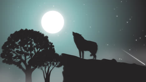 el lobo aullando a la luna