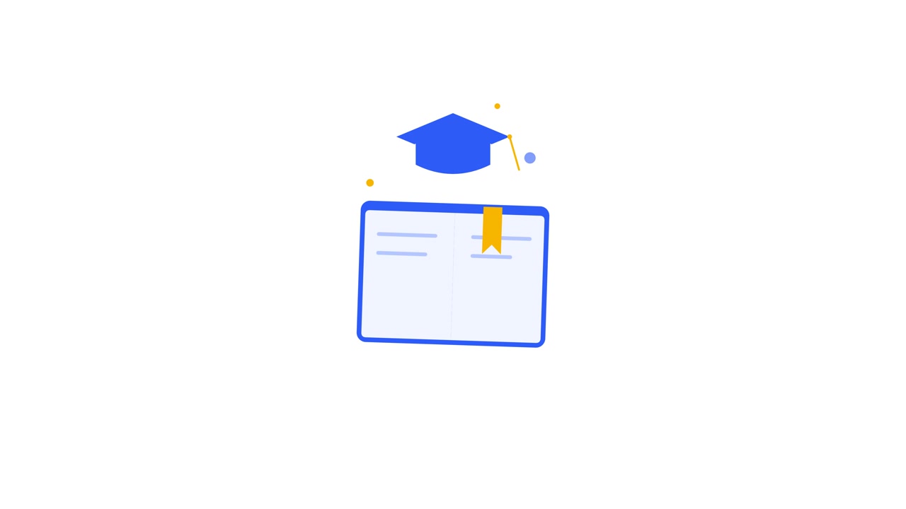 Animated Graduation Cap Above an Open Book Icon