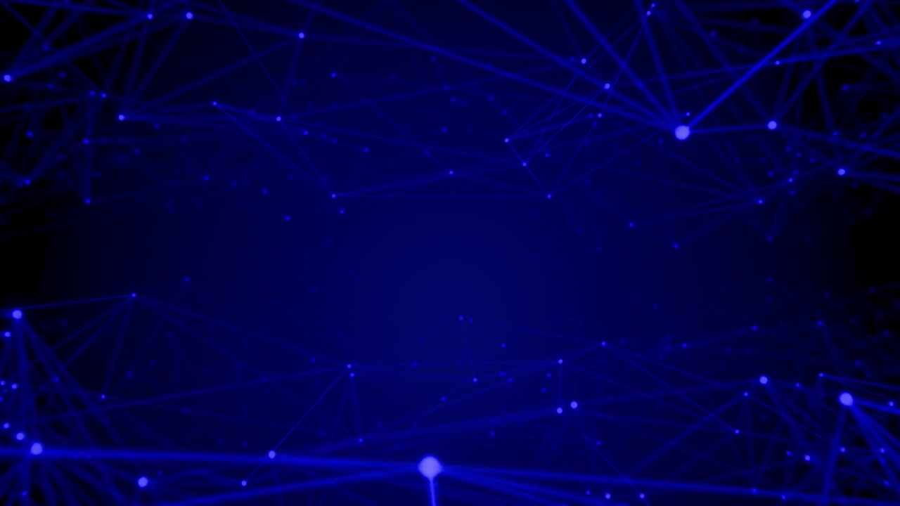 Connessione di rete digitale blu astratta con linee e nodi luminosi